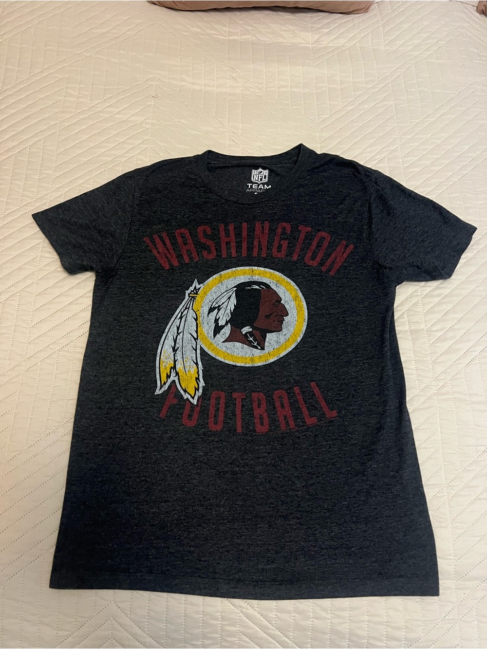 NFL Black Washington Football Short Sleeve Tee with Red and Gold Logo
